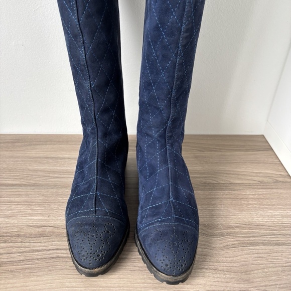 Gianni Versace Boots Suede Blue *VINTAGE* Sz 35 / 5US Women's Authentic❤️ - Picture 3 of 11